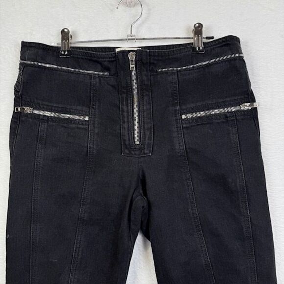 Isabel Marant Loma Cropped Jeans Moto Inspired Zippers and Textures Size 4 (36FR - Picture 3 of 16